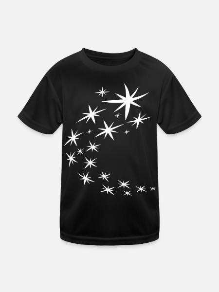 Weisses Sternenbogen Design - Kinder Funktions-T-Shirt - Schwarz - Vorne