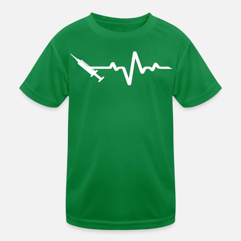 ECG Line With White Syringe Kids Functional T-Shirt