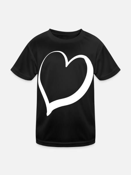 Grand Cœur Blanc - T-shirt sport Enfant - noir - Devant