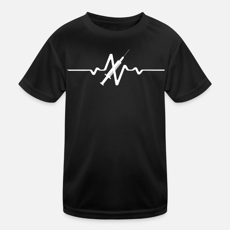 EKG Linie Mit Weisser Spritze Kinder Funktions-T-Shirt
