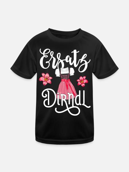 Dirndl Trachtenshirt Damen Outfit - Kinder Funktions-T-Shirt - Schwarz - Vorne