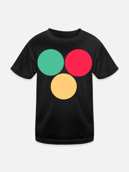 Three circles- green- red- yellow - Kids Functional T-Shirt - black - Front