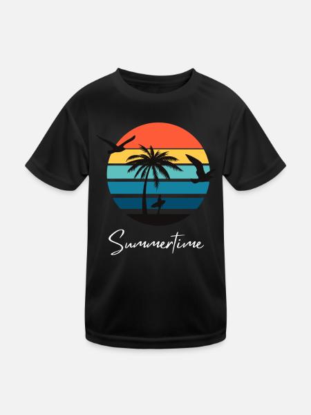 Summertime Sommer Shirt Damen Herren - Kinder Funktions-T-Shirt - Schwarz - Vorne