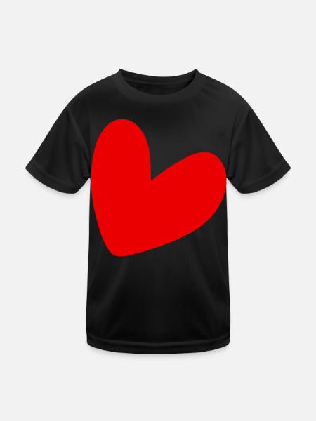 Cœur rouge cool - T-shirt sport Enfant - noir - Devant