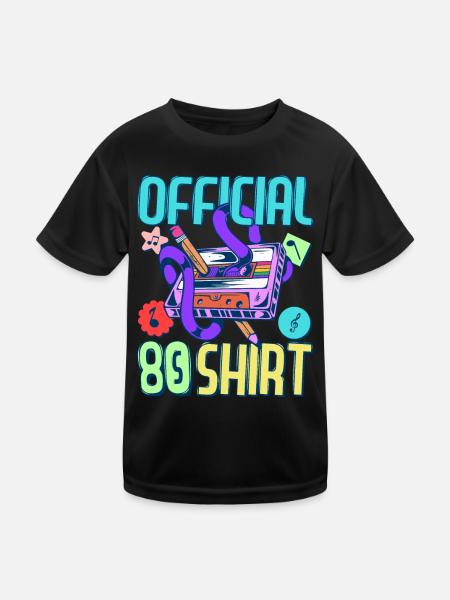 80er Jahre Outfit Party 80's Motto Mottoparty 1980 - Kinder Funktions-T-Shirt - Schwarz - Vorne