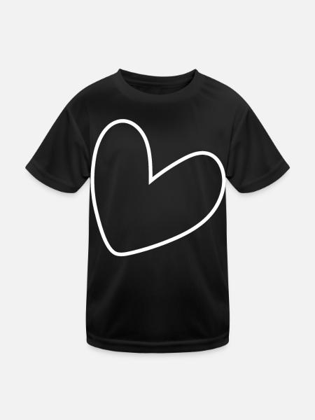 Simple White Heart - Kids Functional T-Shirt - black - Front