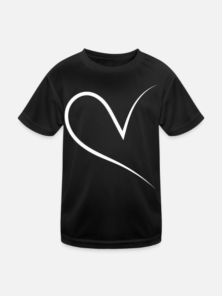 Halbes Herz Weiss - Kinder Funktions-T-Shirt - Schwarz - Vorne