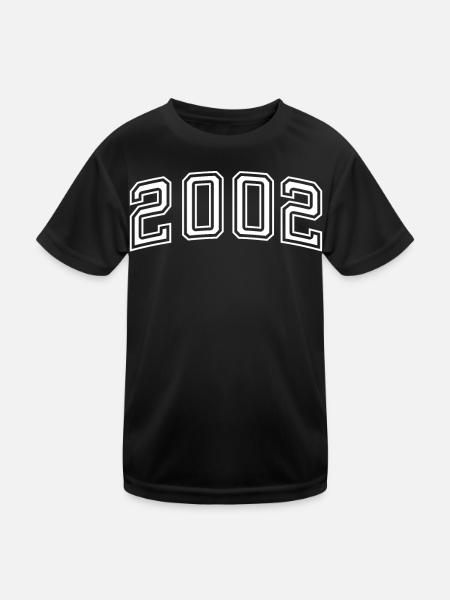 Weisse Jahreszahl 2002 - Kinder Funktions-T-Shirt - Schwarz - Vorne