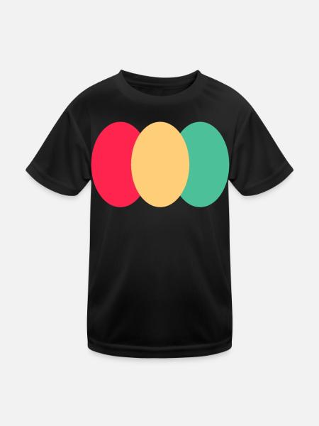 Trois Ovales - Rouge - Jaune - Vert - T-shirt sport Enfant - noir - Devant
