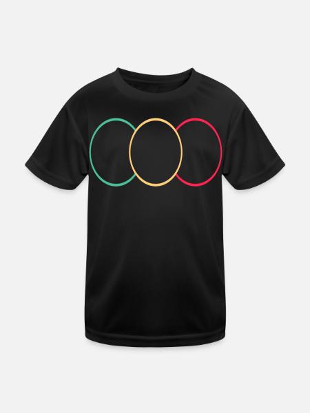 Drei Kringel Green - Yellow -Red - Kids Functional T-Shirt - black - Front