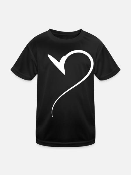 Half Heart White Design - Kids Functional T-Shirt - black - Front