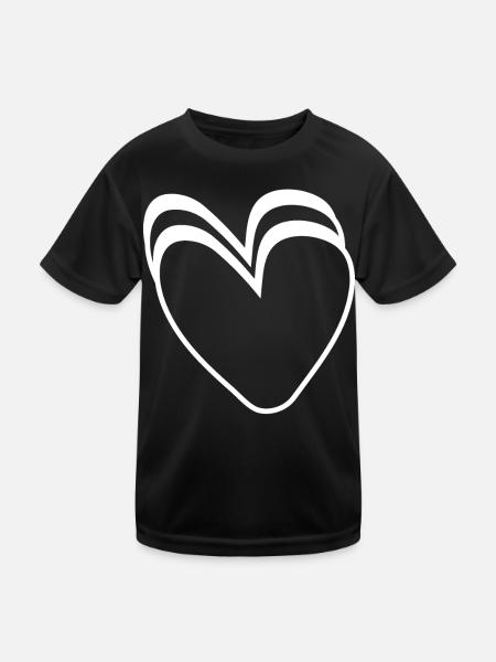 Cœurs Blancs - T-shirt sport Enfant - noir - Devant