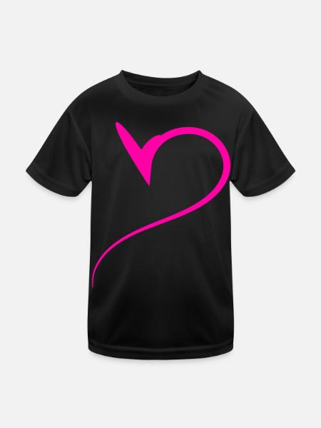 Halbes Pinkes Herz Simpel - Kinder Funktions-T-Shirt - Schwarz - Vorne