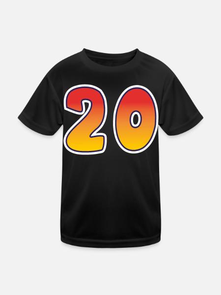 Number 20 Red - Orange Design - Kids Functional T-Shirt - black - Front