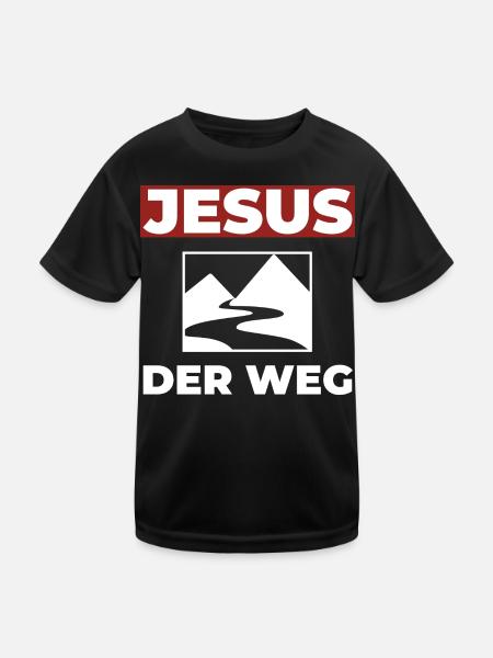Jesus Christus ist der Weg - Christliches Shirt - Kinder Funktions-T-Shirt - Schwarz - Vorne