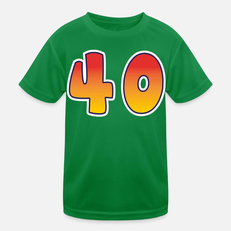 Number 40 Red - Orange Design Kids Functional T-Shirt