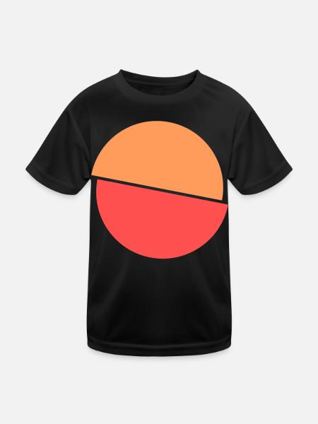 Geteilter Kringel Oranges Und Rotes Design - Kinder Funktions-T-Shirt - Schwarz - Vorne