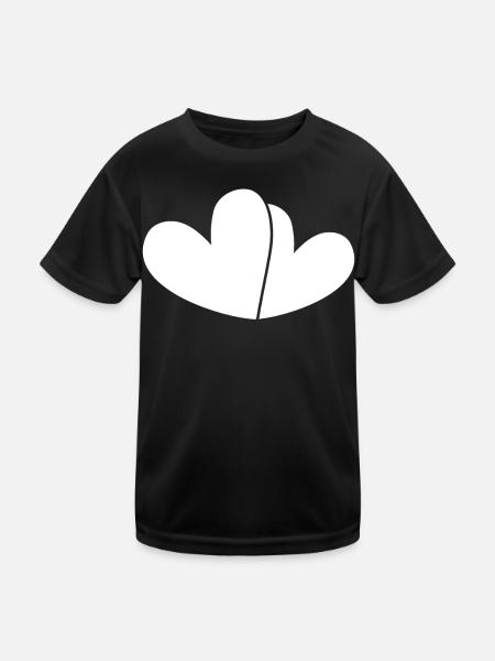 Double Coeur Blanc - T-shirt sport Enfant - noir - Devant