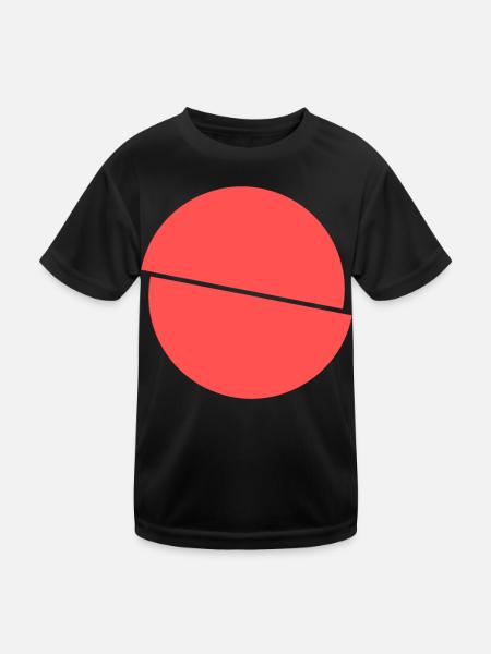Halbe Kreise Rotes Design - Kinder Funktions-T-Shirt - Schwarz - Vorne
