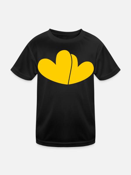 Zwei Gelbe Herzen - Kinder Funktions-T-Shirt - Schwarz - Vorne