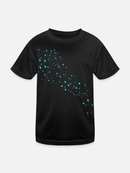 Grüner Sternenstaub - Kinder Funktions-T-Shirt - Schwarz - Vorne
