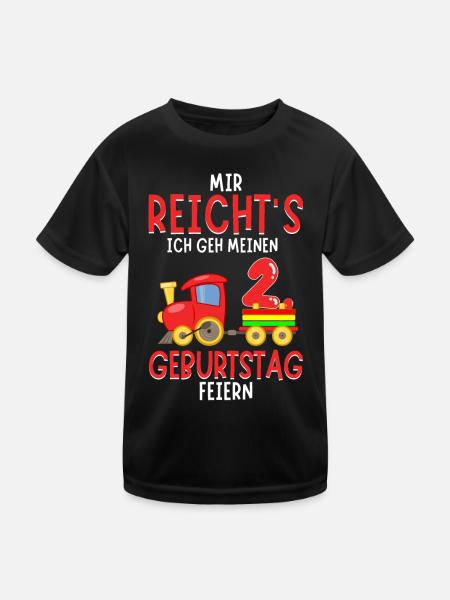 2. Geburtstag Geburtstagsgeschenk mit Eisenbahn - Kinder Funktions-T-Shirt - Schwarz - Vorne