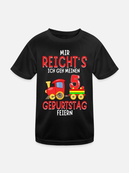 5. Geburtstag Geburtstagsgeschenk mit Eisenbahn - Kinder Funktions-T-Shirt - Schwarz - Vorne