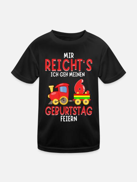6. Geburtstag Geburtstagsgeschenk mit Eisenbahn - Kinder Funktions-T-Shirt - Schwarz - Vorne