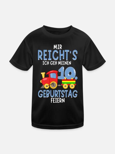 10. Geburtstag Geburtstagsgeschenk mit Eisenbahn - Kinder Funktions-T-Shirt - Schwarz - Vorne