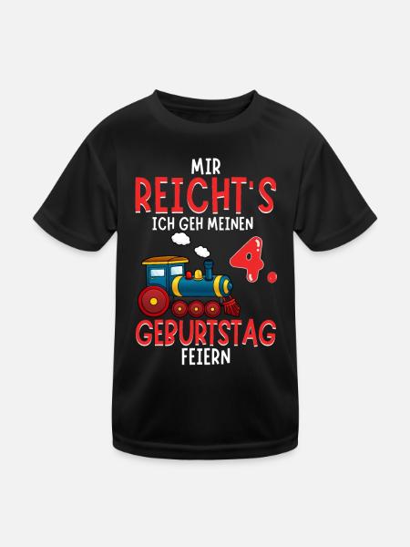 4. Geburtstag Geburtstagsgeschenk mit Eisenbahn - Kinder Funktions-T-Shirt - Schwarz - Vorne