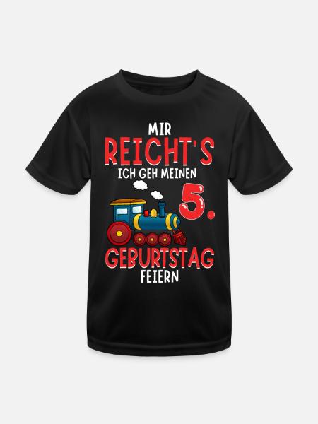 5. Geburtstag Geburtstagsgeschenk mit Eisenbahn - Kinder Funktions-T-Shirt - Schwarz - Vorne