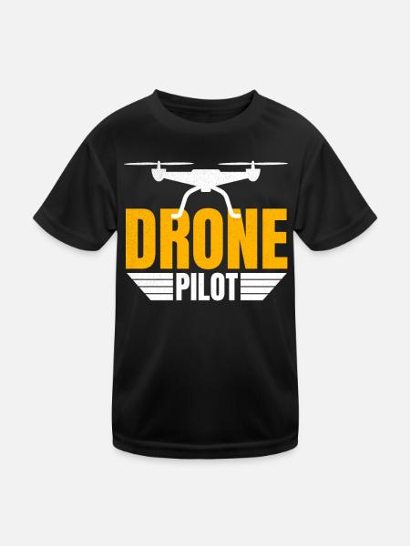 Drone Drone Pilot Drone Operator Quadcopter - Kids Functional T-Shirt - black - Front