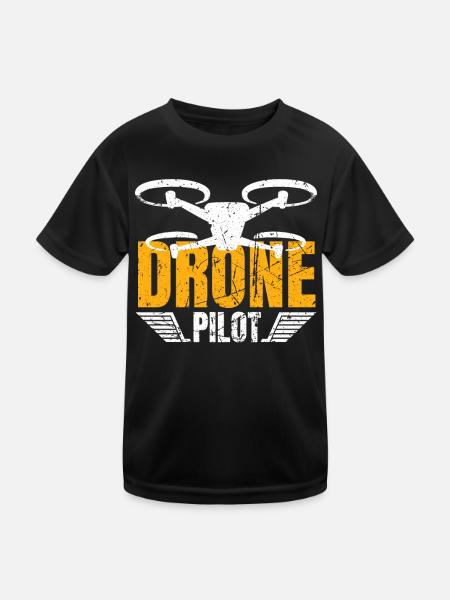 Drone Drone Pilot Drone Operator Quadcopter - Kids Functional T-Shirt - black - Front