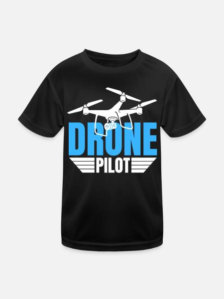 Drone Drone Pilot Drone Operator Quadcopter - Kids Functional T-Shirt - black - Front