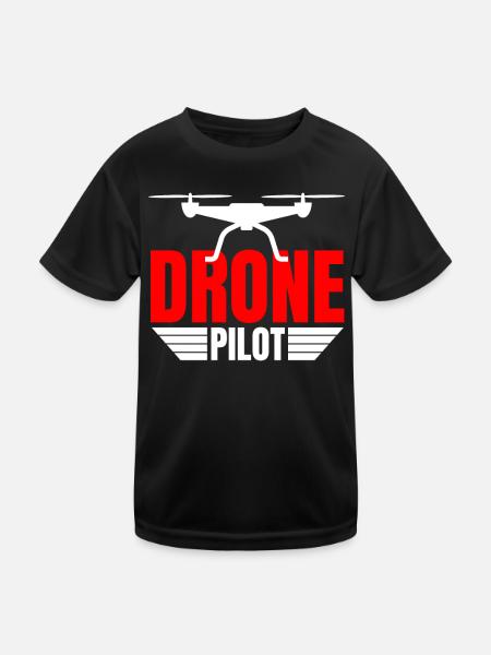 Drone Drone Pilot Drone Operator Quadcopter - Kids Functional T-Shirt - black - Front