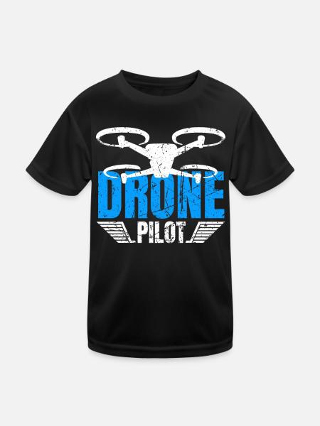 Drone Drone Pilot Drone Operator Quadcopter - Kids Functional T-Shirt - black - Front