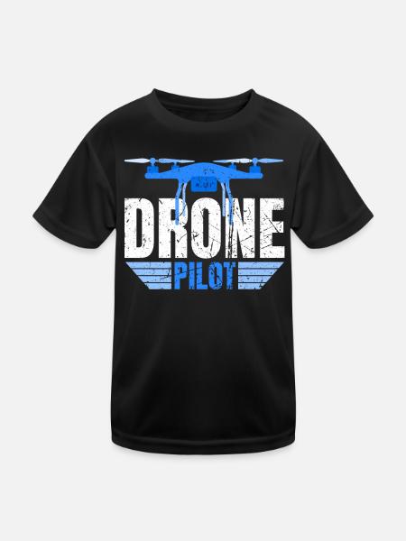 Drone Drone Pilot Drone Operator Quadcopter - Kids Functional T-Shirt - black - Front