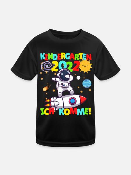 Kindergarten ich komme Astronaut Kindergartenkind - Kinder Funktions-T-Shirt - Schwarz - Vorne