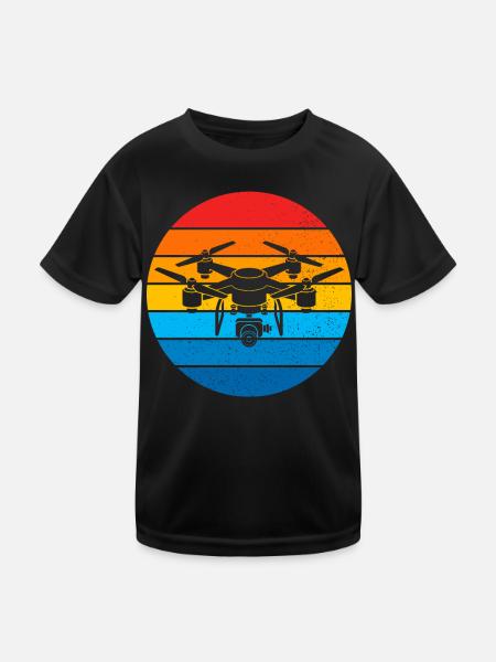 Drone Drone Pilot Drone Operator Quadcopter - Kids Functional T-Shirt - black - Front