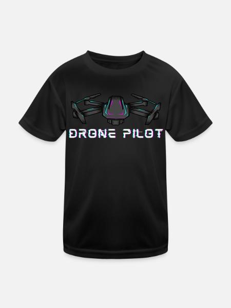 Drone Drone Pilot Drone Operator Quadcopter - Kids Functional T-Shirt - black - Front