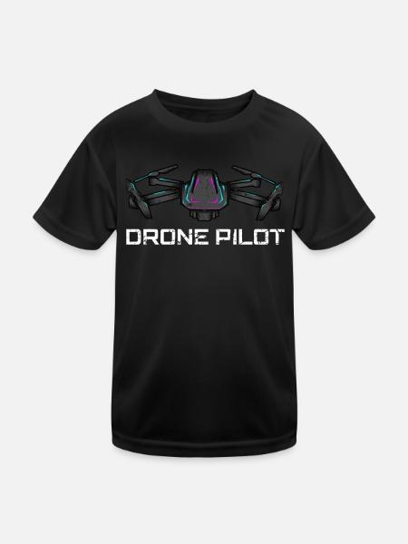 Drone Drone Pilot Drone Operator Quadcopter - Kids Functional T-Shirt - black - Front