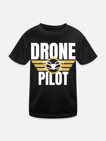 Drone Drone Pilot Drone Operator Quadcopter - Kids Functional T-Shirt - black - Front