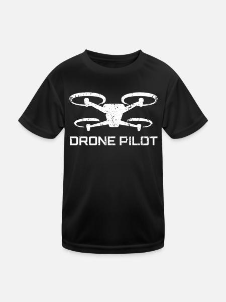 Drone Drone Pilot Drone Operator Quadcopter - Kids Functional T-Shirt - black - Front