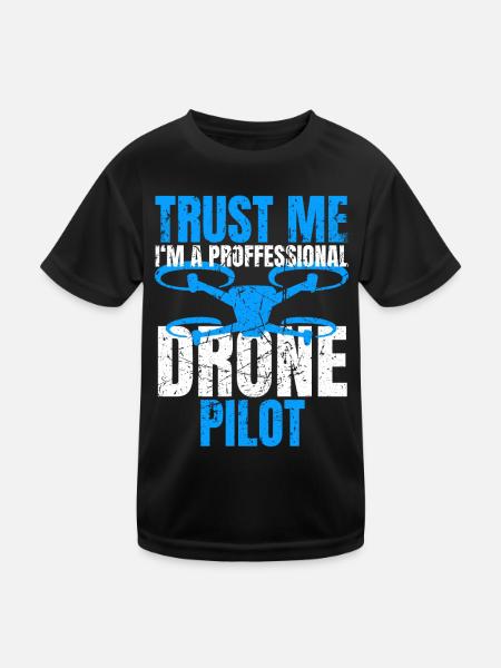 Drone Drone Pilot Drone Operator Quadcopter - Kids Functional T-Shirt - black - Front