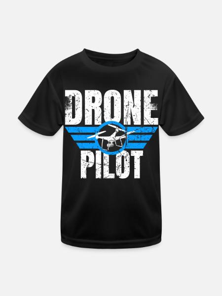 Drone Drone Pilot Drone Operator Quadcopter - Kids Functional T-Shirt - black - Front