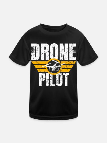 Drone Drone Pilot Drone Operator Quadcopter - Kids Functional T-Shirt - black - Front