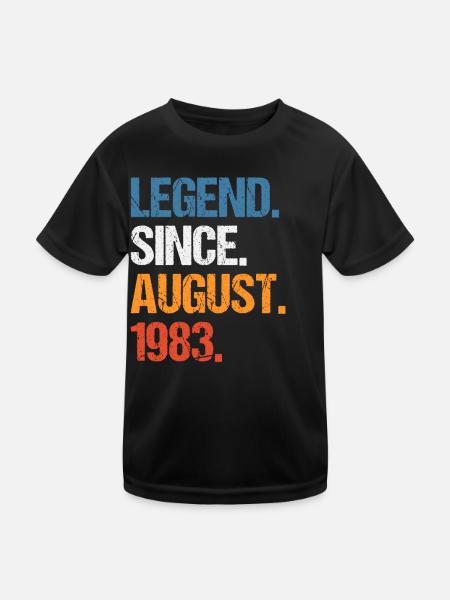 Legend Since August 1983 Geburtstag - Kinder Funktions-T-Shirt - Schwarz - Vorne