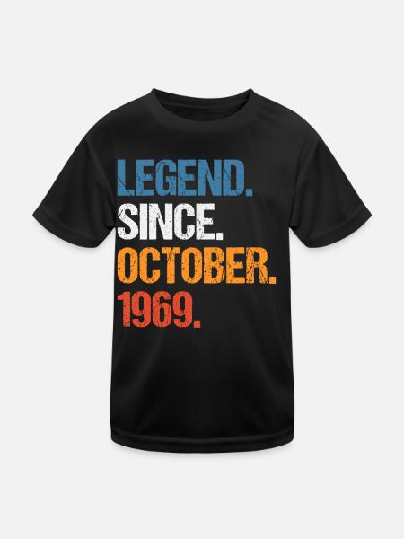 Legend Since Oktober 1969 Geburtstag - Kinder Funktions-T-Shirt - Schwarz - Vorne