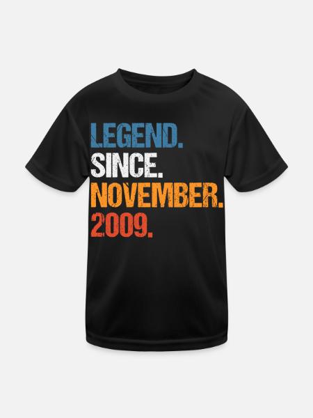 Legend Since November 2009 Geburtstag - Kinder Funktions-T-Shirt - Schwarz