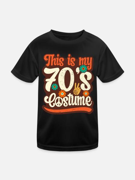 70s Party Outfit Costume 1970s Theme Party - Kids Functional T-Shirt - black - Front